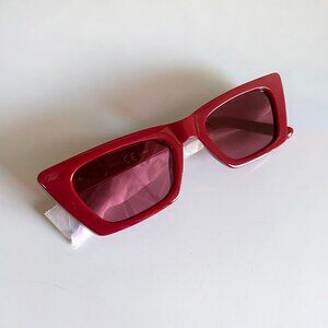 SOJOS Trendy Polarized Sunglasses Cat Eye Narrow Sun Glasses Burgundy
